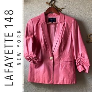 Lafayette 148 New York leather light very soft lamb pink blazer